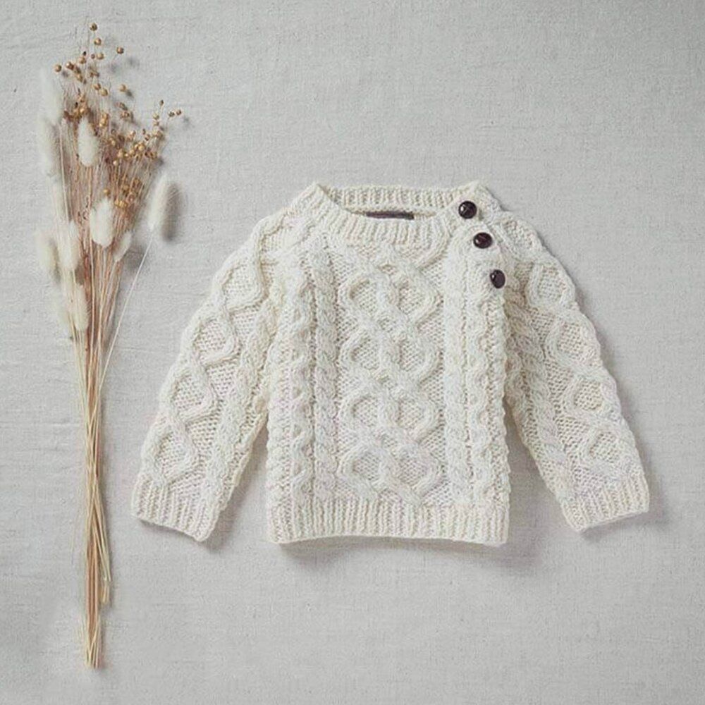 Aran Woollen Mills Baby Hand Knitted 100% Premium Soft Merino Wool Sweater Sz S